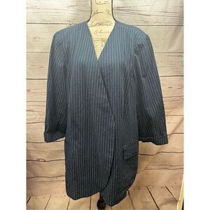 Lane Bryant The Bryant Blazer Blue Pinstripe‎ Plus Size 26 Open Front
